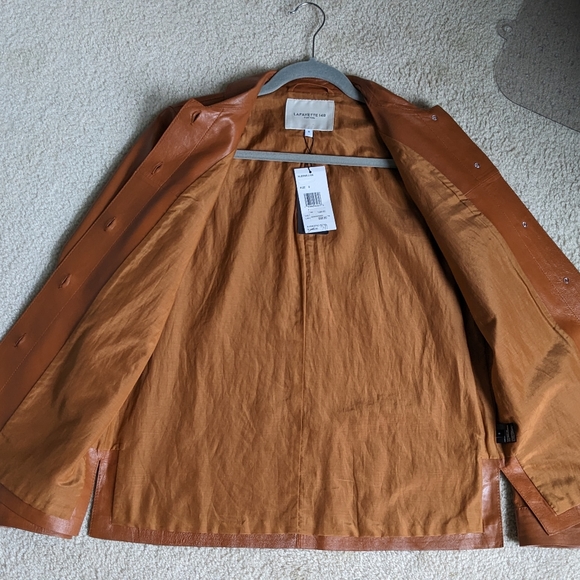 Lafayette 148 New York Leather jacket. Size: Small. Color: Caramel - Picture 3 of 9